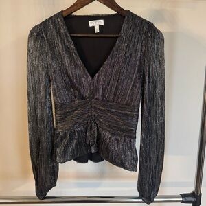 Sofia by Sofia Vergara Metallic Black Blouse